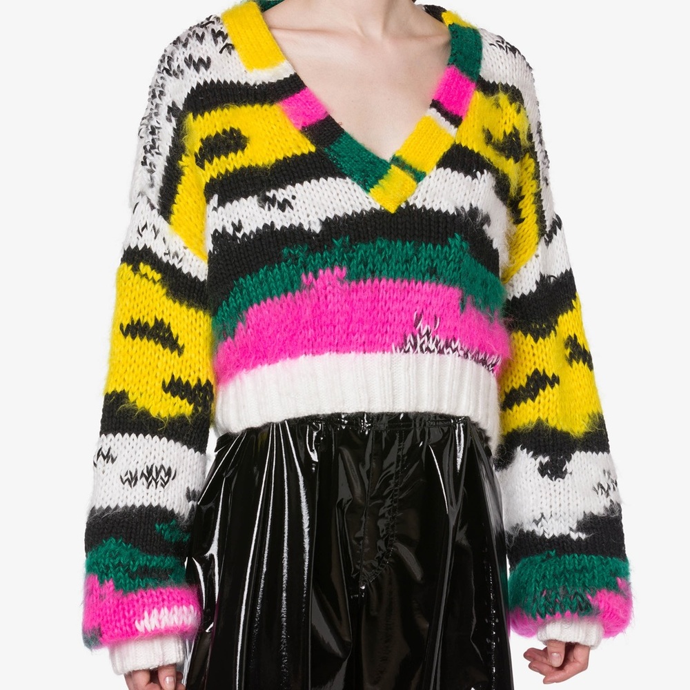 Philosophy Di Lorenzo Serafini. Wool, Cotton, Mohair Blend Cropped Sweater. IT42